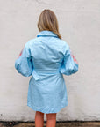 Sweet Flora Puff Sleeve Dress-Sky Blue