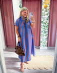 The Iconic Stripe Midi Dress-Royal