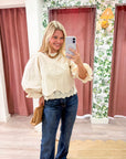 La Belle Puff Sleeve Top-Ecru