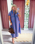 The Iconic Stripe Midi Dress-Royal