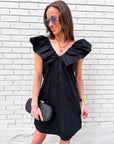 Flirt Alert Mini Dress- Black
