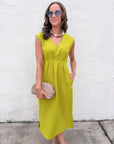 The Paris Edition Midi Dress-Lime
