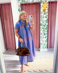The Iconic Stripe Midi Dress-Royal