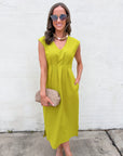 The Paris Edition Midi Dress-Lime