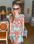 Secret Island Embroidered Dress- Mint
