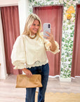 La Belle Puff Sleeve Top-Ecru