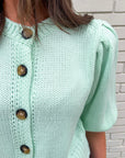 Travel Plans Button Down Sweater-Mint
