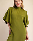 Candlelight Satin Midi Dress-Olive