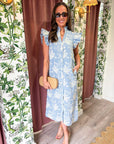 Willow Bloom Gingham Midi Dress-Blue