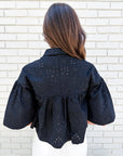 Spring Reset Eyelet Cropped Jacket-Black
