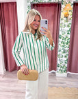 Everly Stripe Top-Green