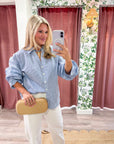 Chalet Button Down Top-Blue/White