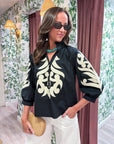 Blush Peony Top-Black