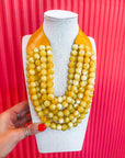 Chunky Beaded Necklace- Yellow