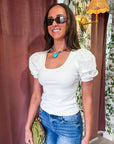 Perfect Fit Puff Sleeve Top-White