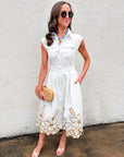 Garden Cutwork Embroidered Midi Dress-Off White