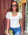 Perfect Fit Puff Sleeve Top-White