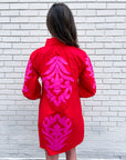 Isla Floral Baroque Dress-Red