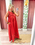 Desert Breeze Lace Maxi Dress-Rodeo Red