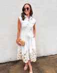 Garden Cutwork Embroidered Midi Dress-Off White