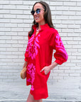 Isla Floral Baroque Dress-Red