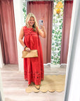Desert Breeze Lace Maxi Dress-Rodeo Red