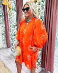 Chalton Street Embroidered Mini Dress-Orange