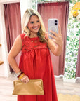 Desert Breeze Lace Maxi Dress-Rodeo Red
