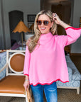Go With the Flow Knit Top-Bubblegum Pink/Coral