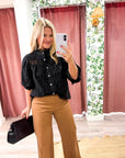 Rosemere Button Down Top-Black