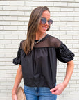 Sheer Romance Bubble Top-Black