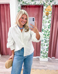 Chalet Button Down Top-White
