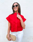 Timeless Touch Collar Top-Red