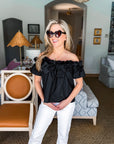 Great Night Off Shoulder Top-Black