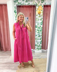 Nantucket Stripe Maxi Dress-Pink