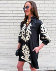 Isla Floral Baroque Dress-Black