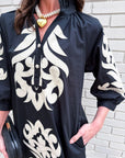Isla Floral Baroque Dress-Black