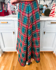 Favorite Time Plaid Midi Skirt-Green