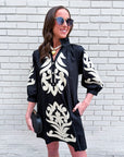 Isla Floral Baroque Dress-Black