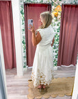 Garden Cutwork Embroidered Midi Dress-Off White