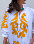 Isla Floral Baroque Dress-Sunflower/Off White