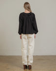 Feeling Light Ruffle Trim Top-Black