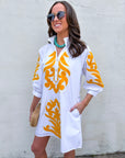 Isla Floral Baroque Dress-Sunflower/Off White