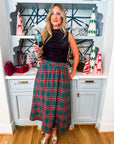 Favorite Time Plaid Midi Skirt-Green