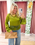 Sway With Me Satin Fringe Top