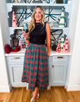 Favorite Time Plaid Midi Skirt-Green