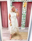 Garden Cutwork Embroidered Midi Dress-Off White