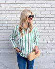 Everly Stripe Top-Green