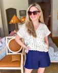 The Atelier Pintuck Short-Navy