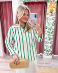 Everly Stripe Top-Green